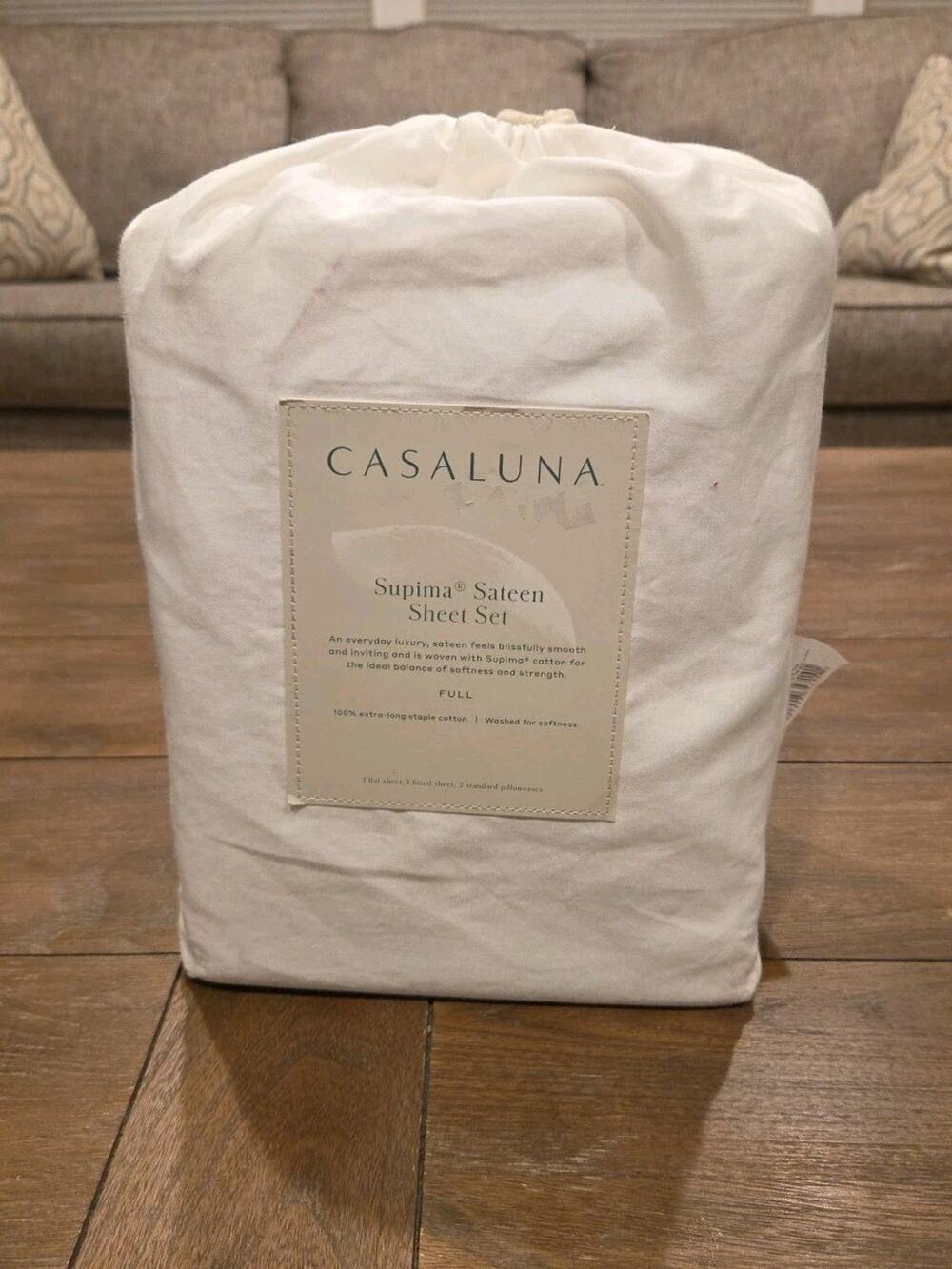 Casaluna 500 Thread Count Supima Sateen Solid Sheet Set Full Size, White 2020
